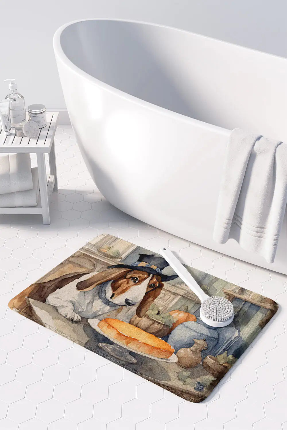 Basset Hound Pumpkin Patch Kitchen Mat