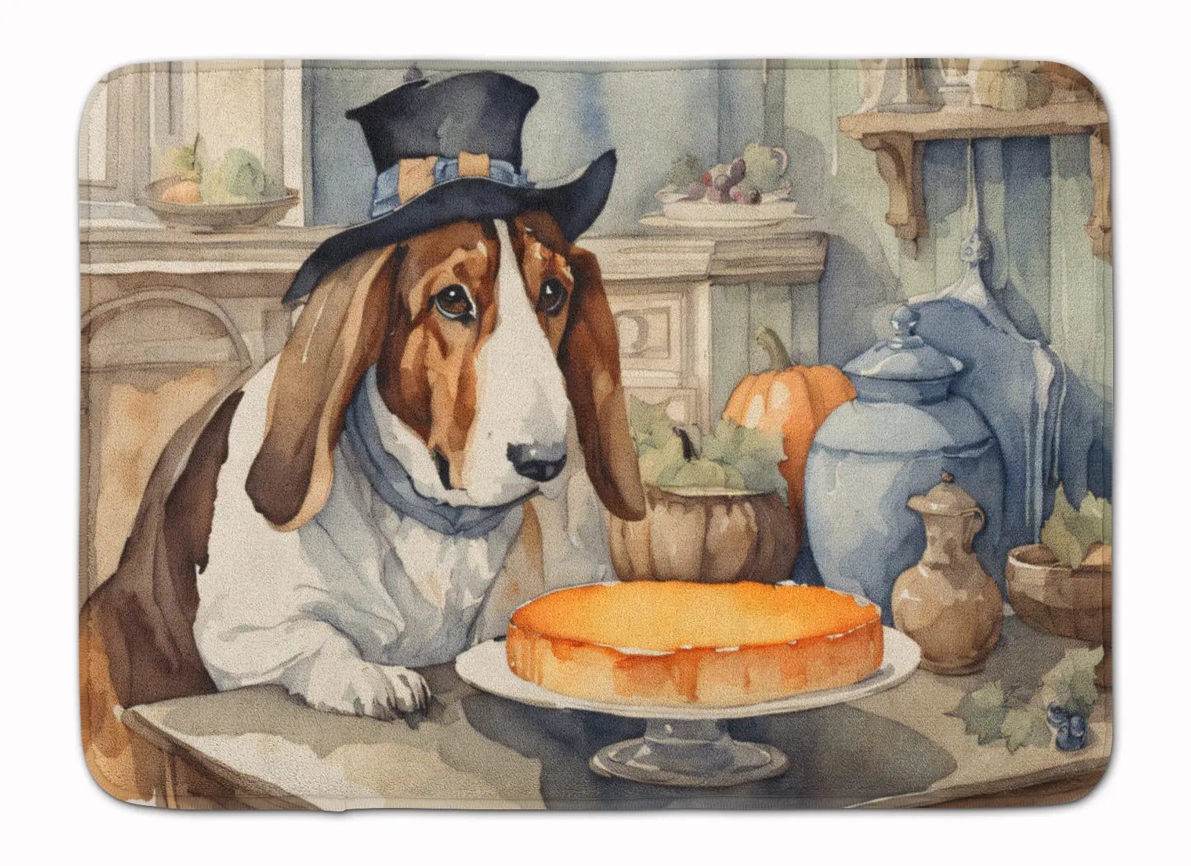 Basset Hound Pumpkin Patch Kitchen Mat