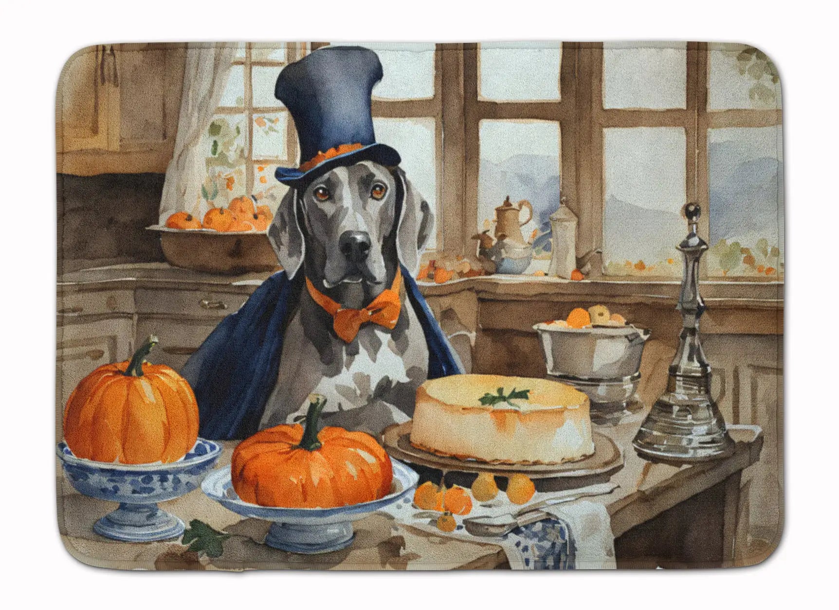 Weimaraner Fall Kitchen Pumpkins Memory Foam Kitchen Mat