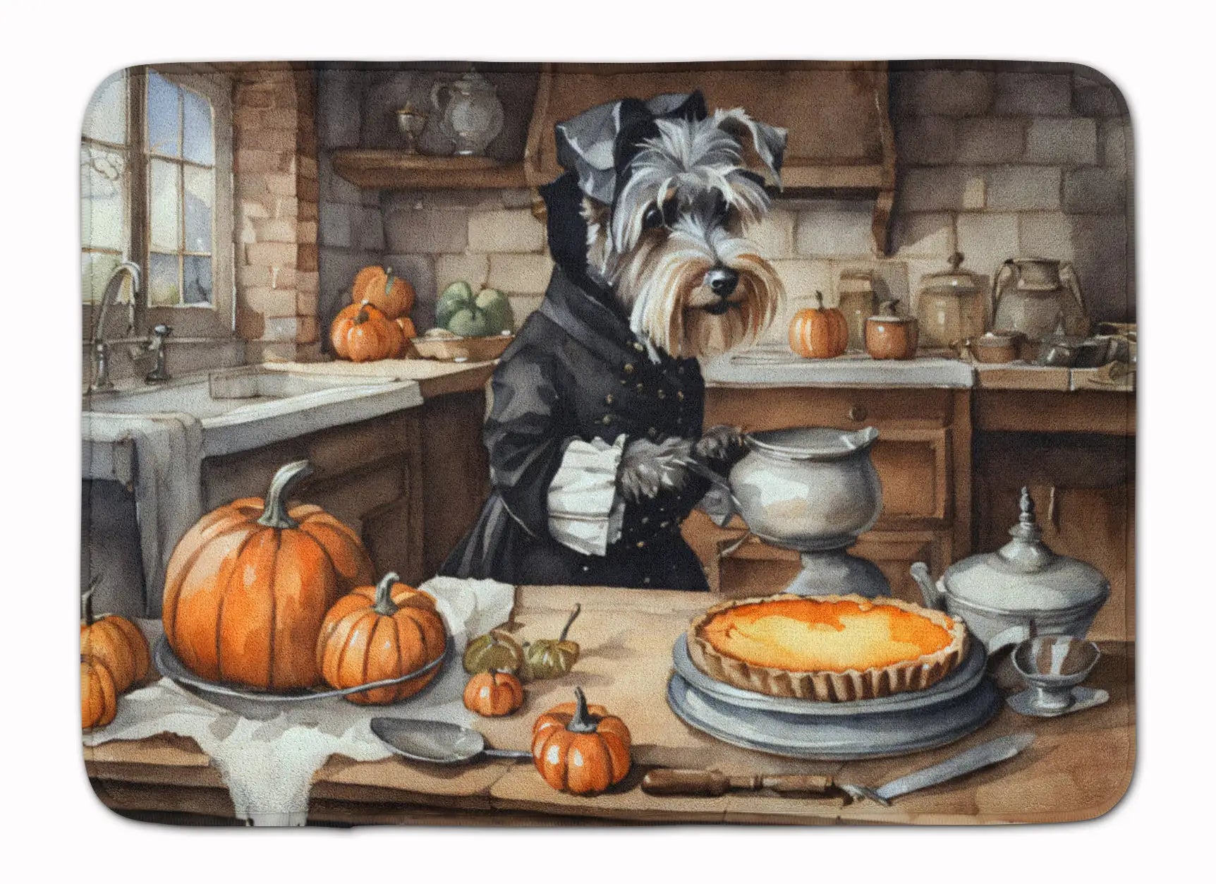 Schnauzer Fall Kitchen Pumpkins Memory Foam Kitchen Mat